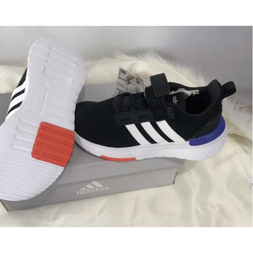ADIDAS RACER TR21 K Boys Sz 13 K Big Boy Black/White/Ink Mesh Running Shoes - Picture 8 of 13